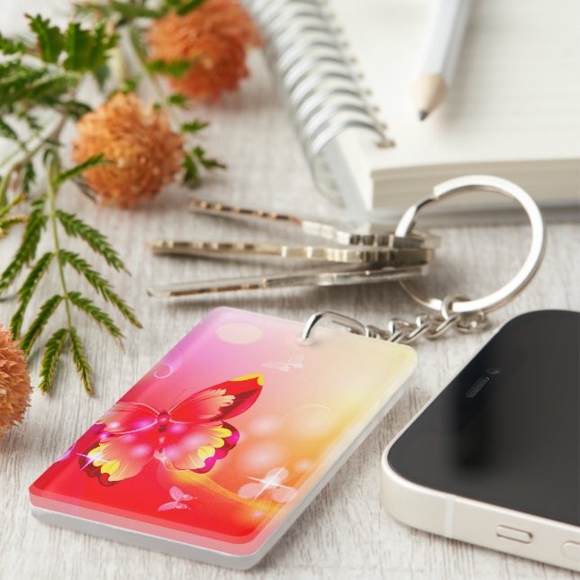 Porte-clefs Papillon rouge (Devant droit)