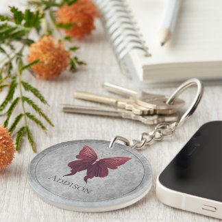 Porte-clefs Papillon rouge à bijoux