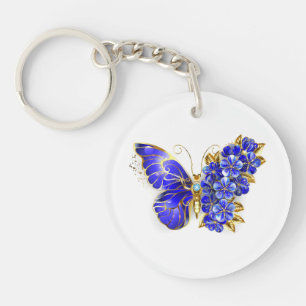 Porte-clefs Papillon Saphir Fleur