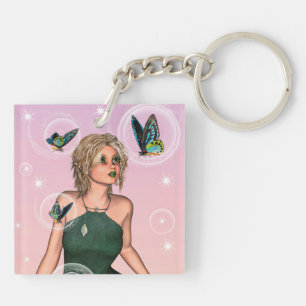 Porte-clefs Papillon scintillant Fée Fantaisie Art