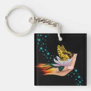 Porte-clefs Papillon sur Lotus Bloom