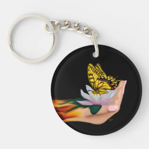 Porte-clefs Papillon sur Lotus Bloom Porte - clé