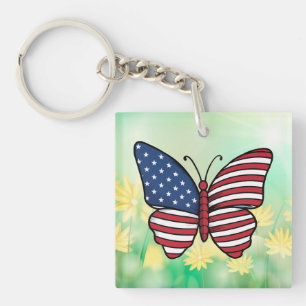 Porte-clefs Papillon USA - Numéro de drapeau 62614