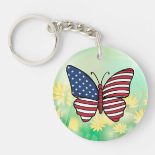 Porte-clefs Papillon USA - Numéro de drapeau 62614
