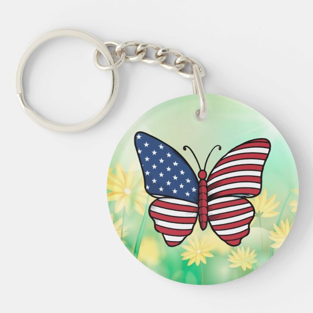 Porte-clefs Papillon USA - Numéro de drapeau 62614 (Devant)