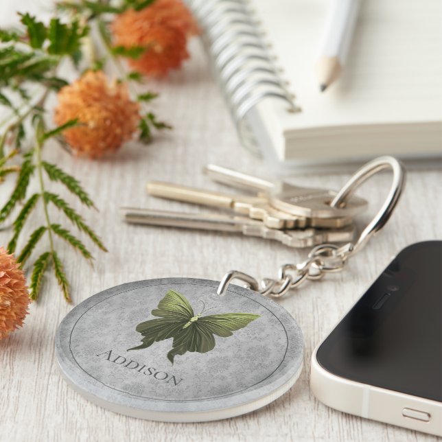 Porte-clefs Papillon vert bijoux (Devant droit)