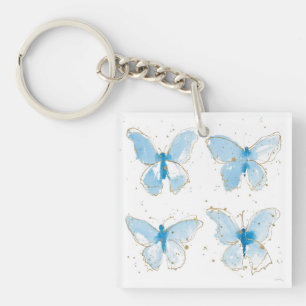 Porte-clefs Papillons bleu Watercolor