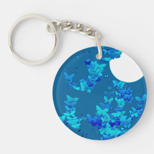 Porte-clefs Papillons contre ciel bleu nuit, paysage lunaire
