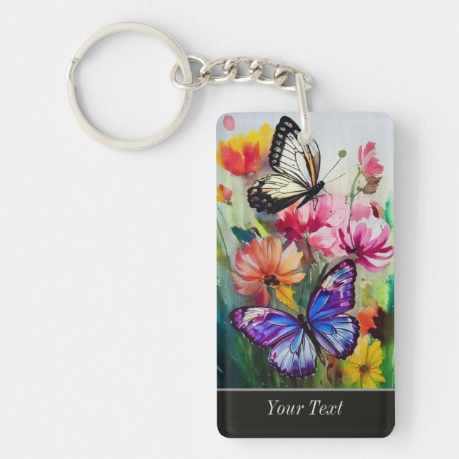 Porte-clefs Papillons et fleurs (Devant)