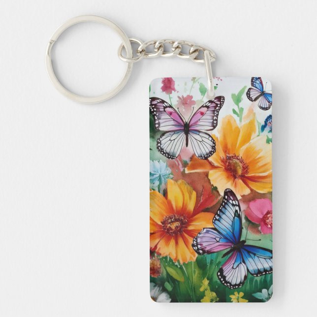 Porte-clefs Papillons et fleurs (Devant)