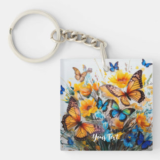 Porte-clefs Papillons et fleurs