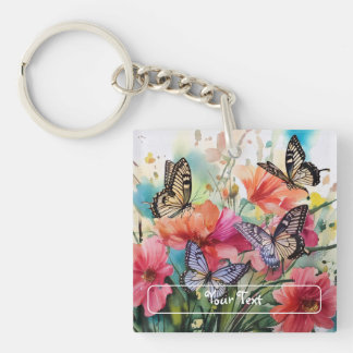 Porte-clefs Papillons et fleurs