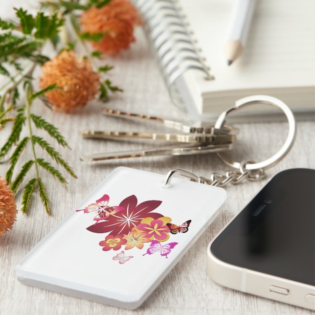 Porte-clefs Papillons et fleurs (Devant droit)