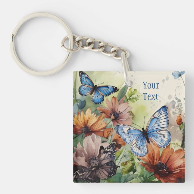 Porte-clefs Papillons et fleurs (Devant)