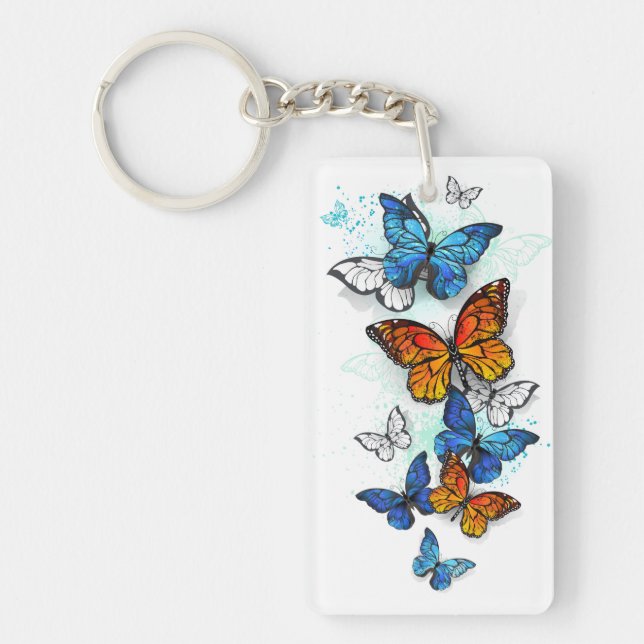 Porte-clefs Papillons volants Morpho et Monarch (Devant)