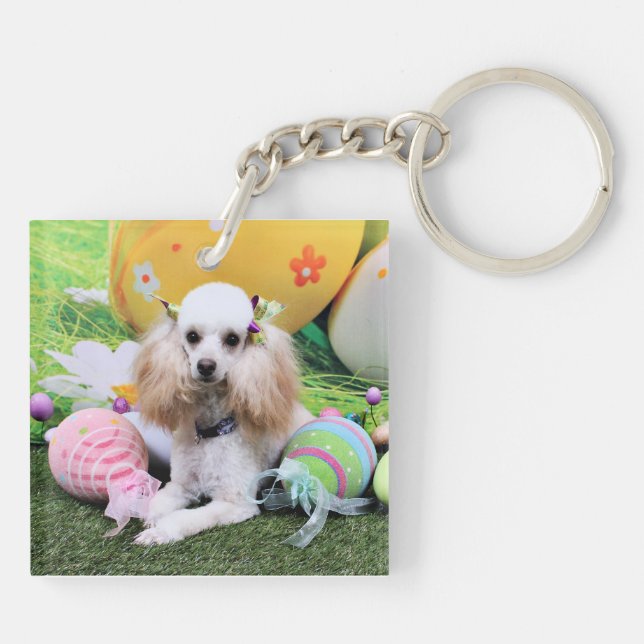 Porte-clefs Pâques - caniche - chariot (Dos)