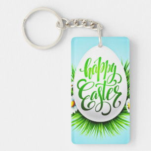 Porte-clefs Pâques joyeuses avec fleurs de printemps-23180