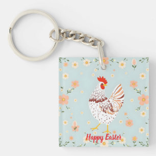 Porte-clefs Pâques Vintage Vacances au poulet