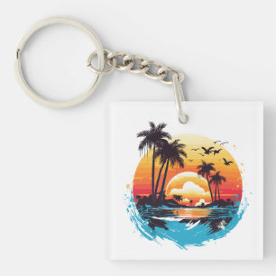 Porte-clefs Paradis du coucher de soleil tropical