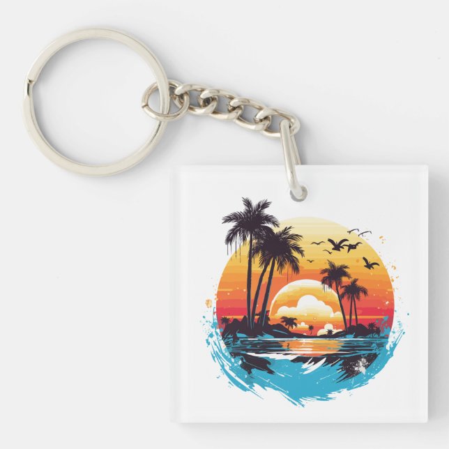 Porte-clefs Paradis du coucher de soleil tropical (Devant)