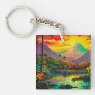 Porte-clefs Paradis tropical coloré de l'île