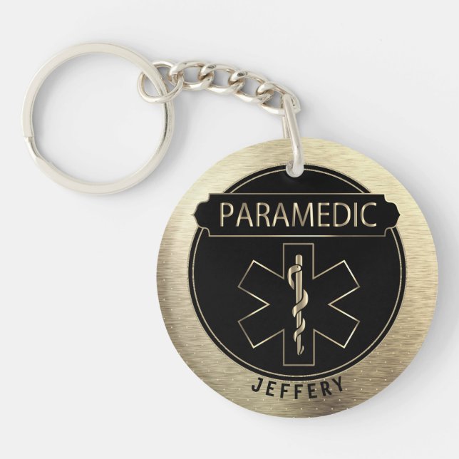 Porte-clefs 🚑 paramétrique - Noir et Or (Devant)