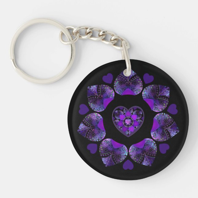 Porte-clefs Parapluie violet & coeurs .7 (Devant)
