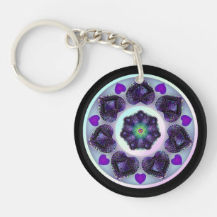 Porte-clefs Parapluie violet & coeurs .7