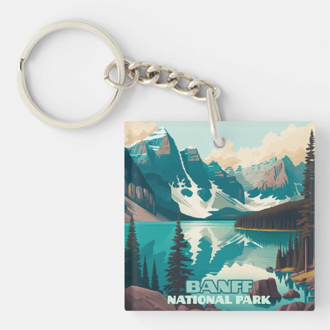 Porte-clefs Parc national Banff Moraine Lac Retro (Devant)