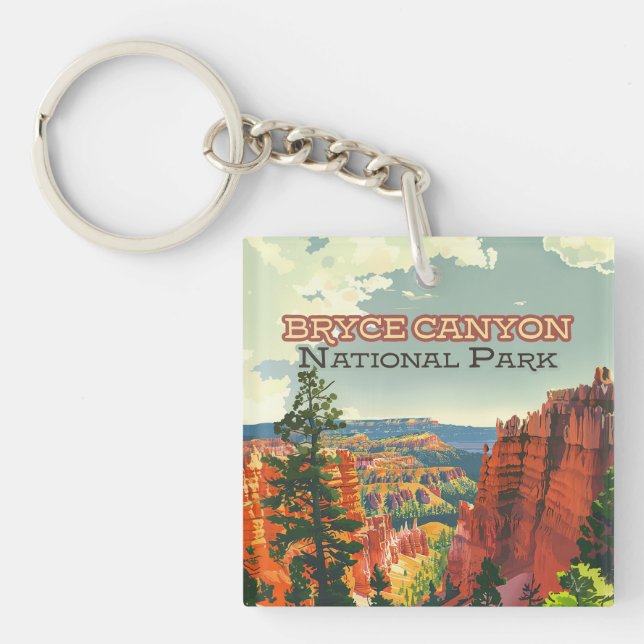 Porte-clefs Parc national de Bryce Canyon Utah Hoodoo Retro (Devant)