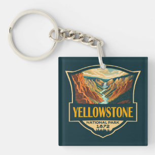 Porte-clefs Parc national de Yellowstone Grand Canyon Art rétr