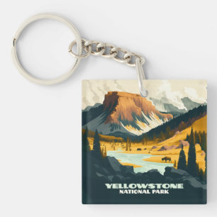 Porte-clefs Parc national de Yellowstone Wyoming Mounts Rétro
