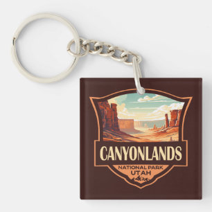 Porte-clefs Parc national des Canyons Illustration Rétro