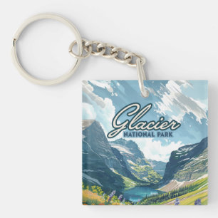 Porte-clefs Parc national des Glaciers Montana Lake Retro