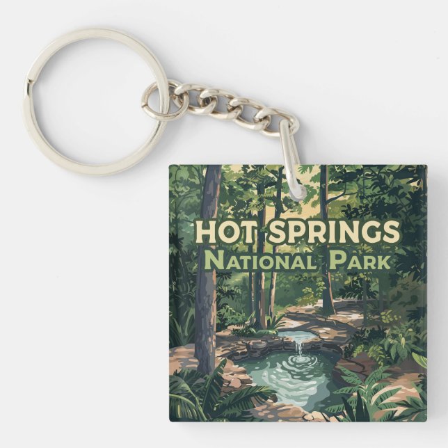 Porte-clefs Parc national des sources chaudes Arkansas Retro (Devant)