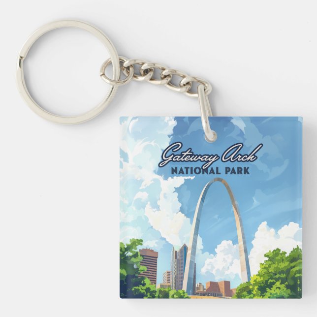 Porte-clefs Parc national Gateway Arch Missouri St Louis Retro (Devant)