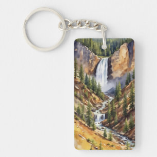 Porte-clefs Parc national Yellowstone Artiste Point Aquarelle