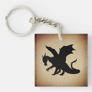 Porte-clefs Parchemin rustique du dragon noir