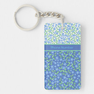 Porte-clefs Parenouilles bleues personnalisées Ditsy Motifs fl