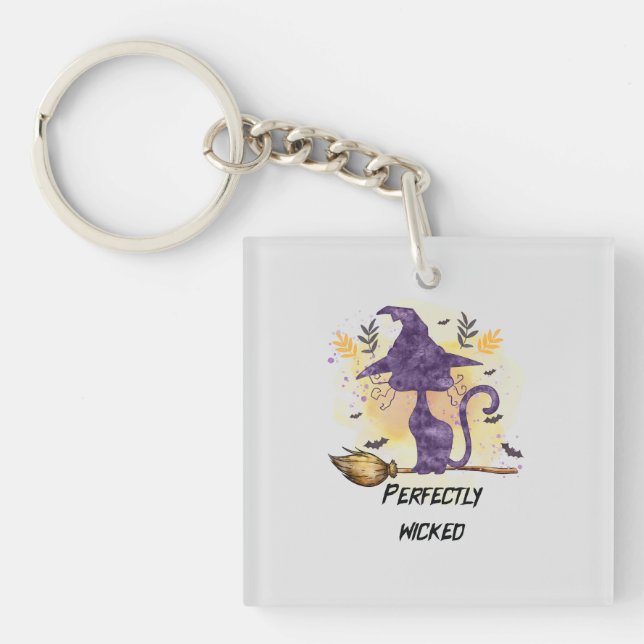 Porte-clefs Parfaitement Malin - Chat Sorcière Noire (Devant)