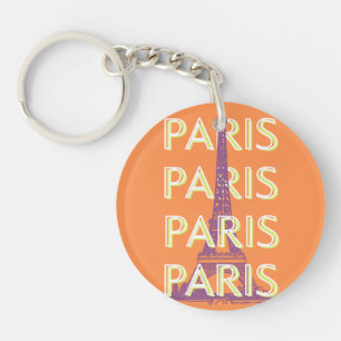 Porte-clefs Paris, Art du voyage, Art du voyage rétro, Orange