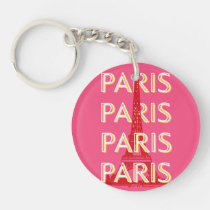 Porte-clefs Paris, Art du voyage, Art du voyage rétro, Rose