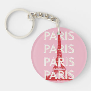 Porte-clefs Paris, Art du voyage, Art rétro, Rose