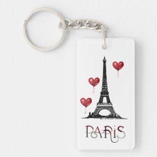 Porte-clefs Paris personnalisé, Tour Eiffel et Ballons rouges