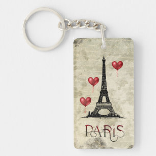 Porte-clefs Paris personnalisé, Tour Eiffel et Ballons rouges