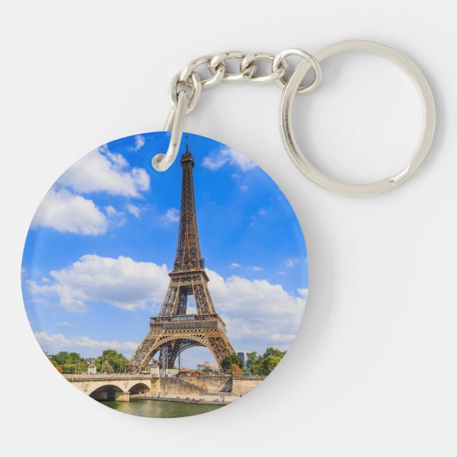 Porte-clefs Paris, Tour Eiffel et Seine, France. (Dos)