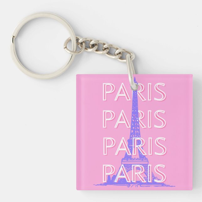 Porte-clefs Paris Travel Art, Travel Art, Rose (Devant)