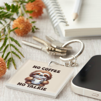 Porte-clefs Parlons de paresseux d'art de mot de café drôle