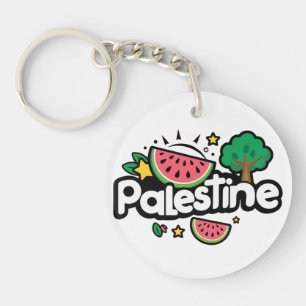 Porte-clefs Parole palestinienne mignonne entourée de pastèque