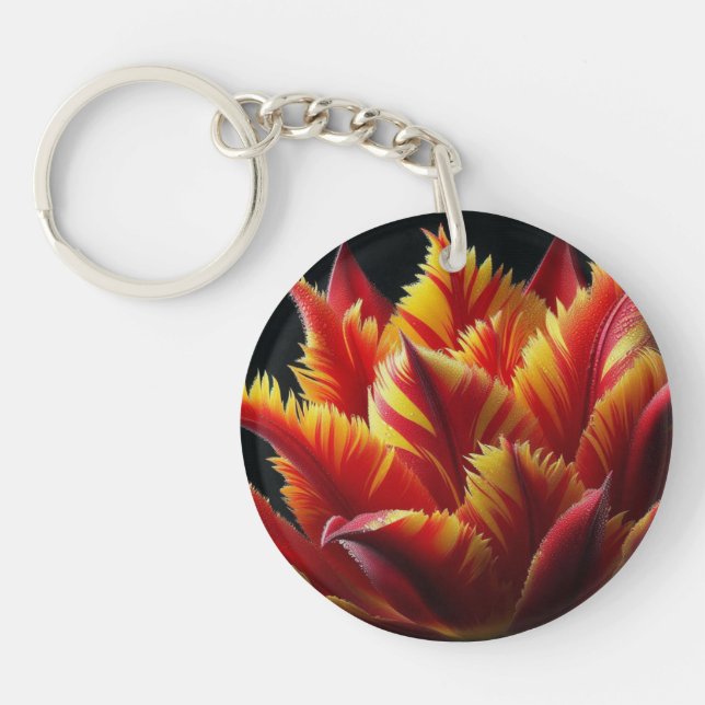 Porte-clefs Parrot Tulip Floral Rouge et Jaune (Devant)
